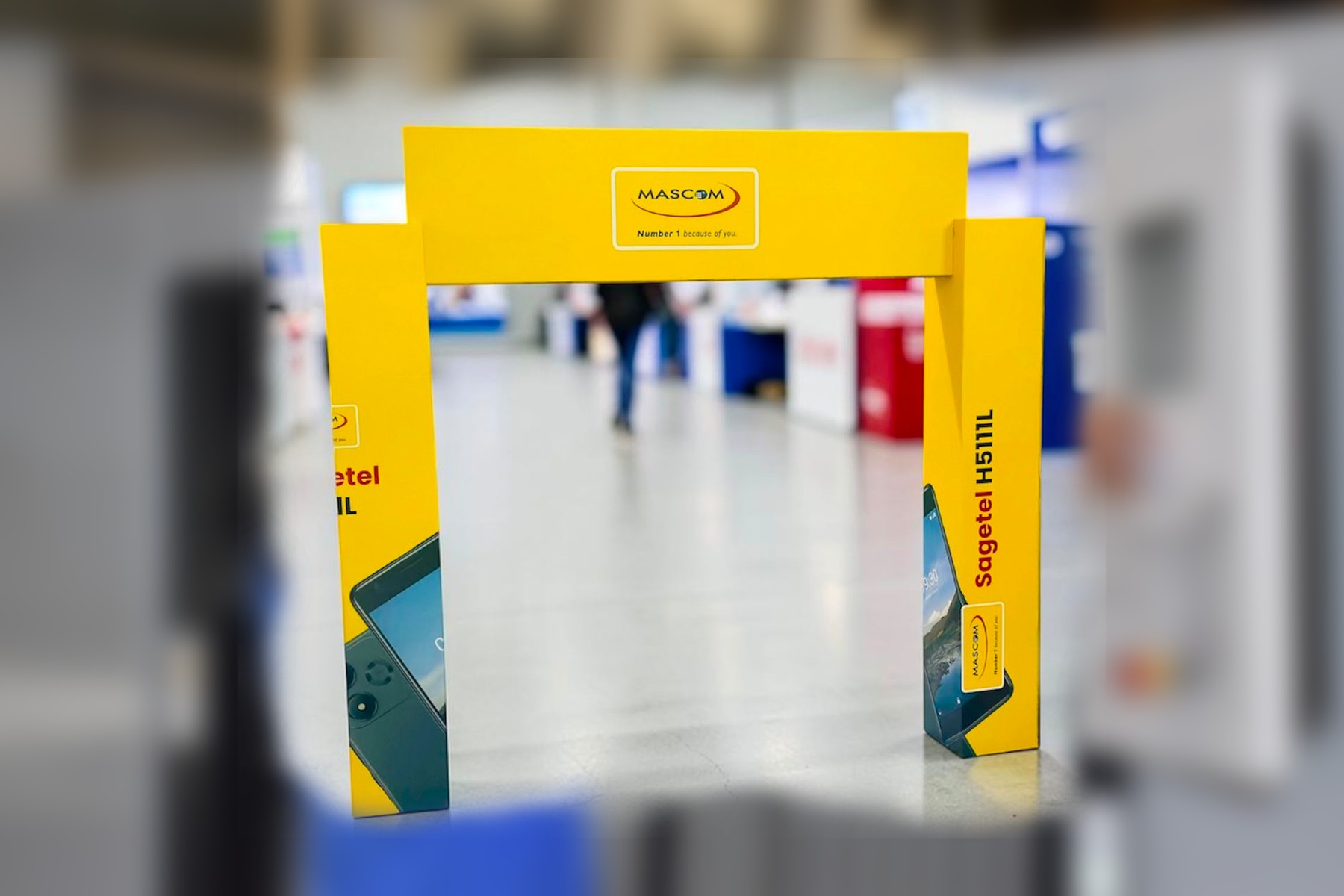 Faster Displays entrance archway for Mascom and the Sagetel H5111L